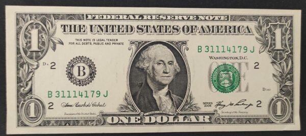etats unis d'amérique usa billet de 1 dollar 2006 b (2) new york ( ny) (copie)