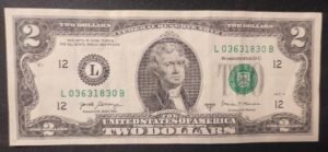 etats unis d'amérique usa billet 2 dollars 2017 l ( 12 ) san francisco ca etats unis d'amérique usa billet 2 dollars 2017 l ( 12 ) san francisco ca