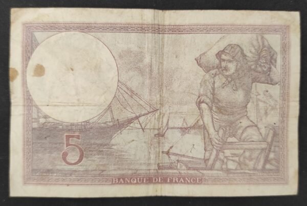 france billet de 5 francs violet du 26/12/1940 h.67810 ref f.04/18 dernière date (copie)