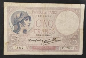 france billet de 5 francs violet du 26/12/1940 h.67810 ref f.04/18 dernière date (copie) france billet de 5 francs violet du 26/12/1940 h.67810 ref f.04/18 dernière date (copie)