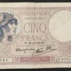 france billet de 5 francs violet du 26/12/1940 h.67810 ref f.04/18 dernière date (copie)