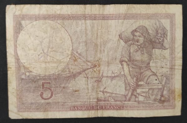 france billet de 5 francs violet du 26/12/1940 h.67810 ref f.04/18 dernière date (copie)