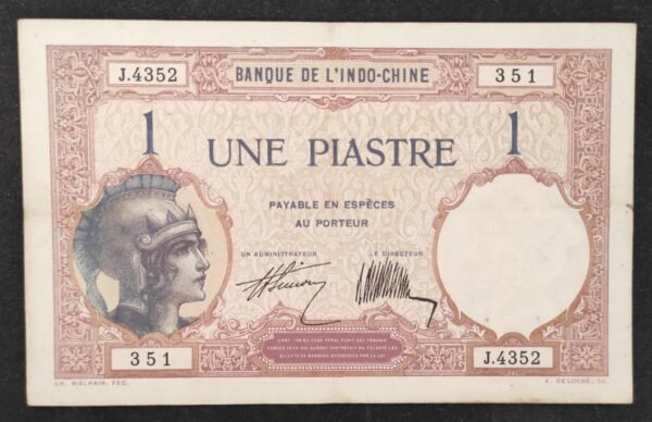 banque de l'indochine billet de 1 piastre " walhain " km 141b (copie)
