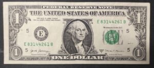 etats unis d'amérique usa billet de 1 dollars 2017 e (5) richmond virginie circulé