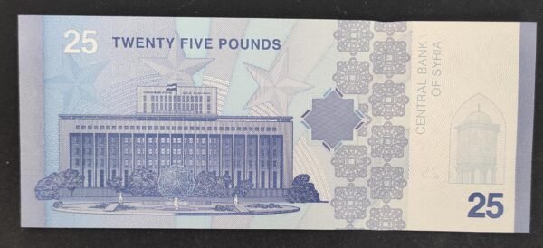 syrie billet de 25 nouveau pounds 2025 oiseaux et branche de murier neuf ( unc )
