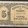 maroc billet de 5 francs type 1943 ( us ) du 01/05/1944 e.342 pick 24