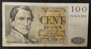 belgique billet de 100 francs du 27/02/1958 pick 129c (copie)