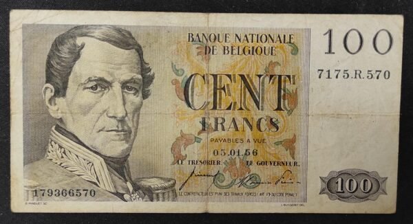 belgique billet de 100 francs du 27/02/1958 pick 129c (copie)