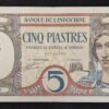rare indochine française billet de 5 piastres au paon pick 049b