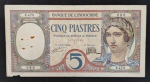 rare indochine française billet de 5 piastres au paon pick 049b