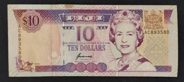 iles fidji pacifique sud, billet de 10 dollars 1996 pick 98