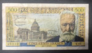 france billet de 500 francs victor hugo du 02/09/1954 ref : f.35/03