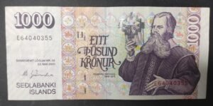 islande billet de 1000 kronur du 22/05/2001 pick 59 (copie)