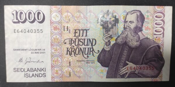 islande billet de 1000 kronur du 22/05/2001 pick 59 (copie)