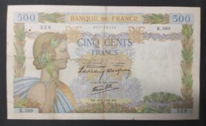 france billet de 500 francs la paix du 16/05/1940 k.389 ref : f.32/02 france billet de 500 francs la paix du 16/05/1940 k.389 ref : f.32/02