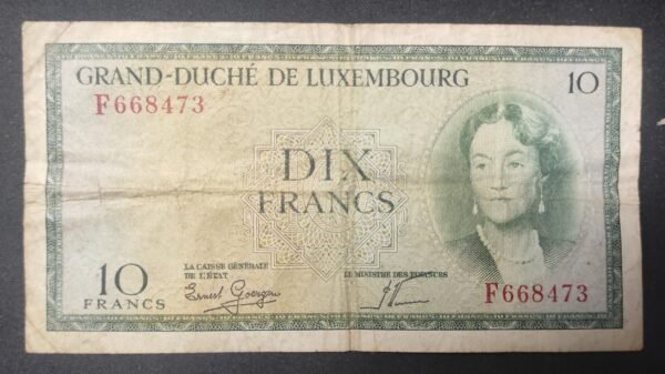 luxembourg billet de 10 francs 1954 pick 48