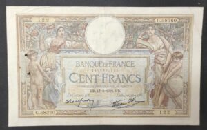 france billet de 100 francs luc olivier merson du 17/03/1938 n.58262 ref f.25/13 (copie)