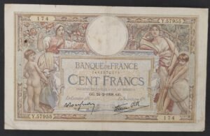 france billet de 100 francs luc olivier merson du 24/02/1938 n.57856 ref f.25/12 (copie)