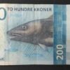 norvège billet de 200 kroner de 2016 pick 55 poisson (copie)