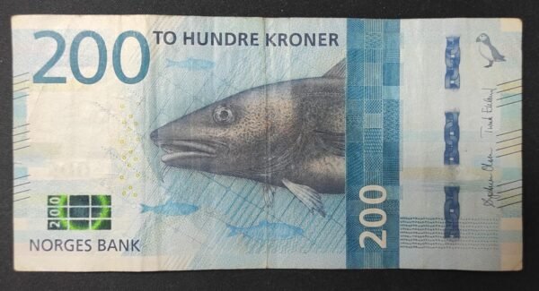 norvège billet de 200 kroner de 2016 pick 55 poisson (copie)