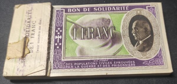 france 1 franc marechal pétain bon de solidarité retiré de sa souche ao sup