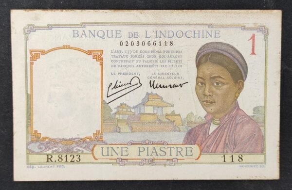 banque de l'indochine billet de 1 piastre 1953 pick 92