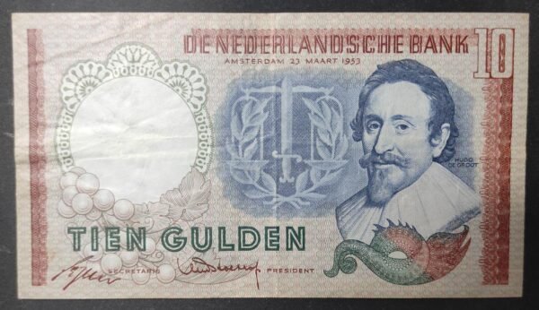 pays bas billet de 10 gulden du 23/03/1953 pick 85 (copie)