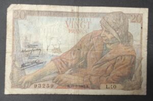 france billet de 20 francs pécheur 1er date 12/02/1942 k.11 ref : f.13/01 ! (copie)