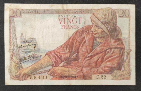 france billet de 20 francs pécheur du 21/05/1942 f.22 ref : f.13/02 (copie)