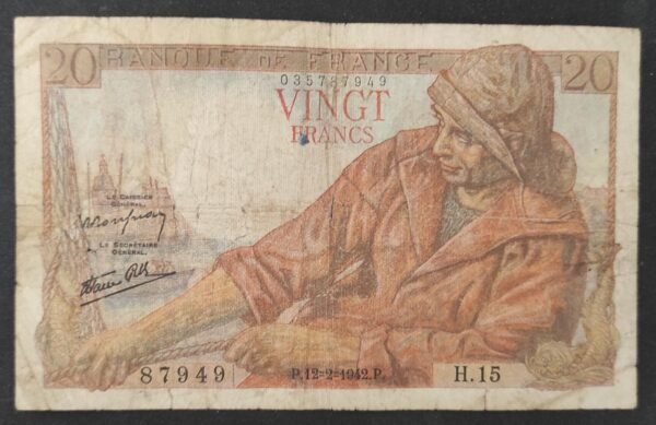 france billet de 20 francs pécheur 1er date 12/02/1942 k.11 ref : f.13/01 ! (copie)