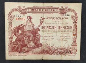 rare indochine française billet de 1 piastre 1909 pick 34 !