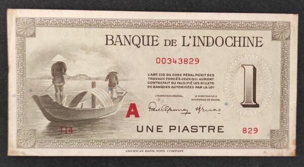 banque de l'indochine billet de 1 piastre 1953 pick 76