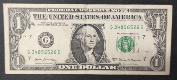 etats unis d'amérique usa billet de 1 dollar 2017 g (7) chicago illinois
