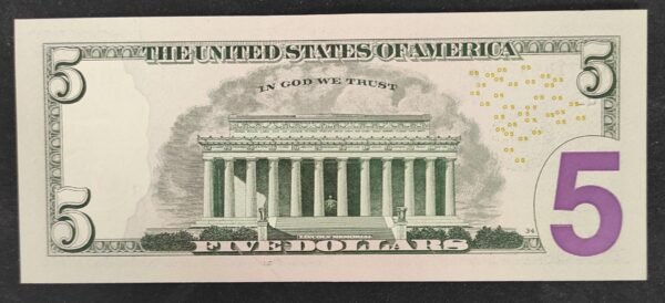 etats unis d'amérique usa billet de 5 dollars 2021 e 5 richmond ( virginie ) neuf