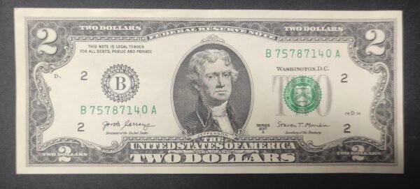 etats unis d'amérique usa billet de 2 dollars 2017 b (2) new york ( ny) neuf (copie)