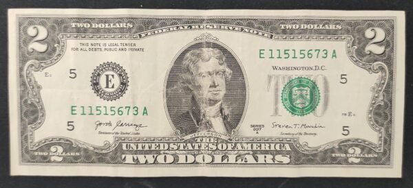 etats unis d'amérique usa billet de 2 dollars 2017 e (5) richmond virginie circulé (copie) etats unis d'amérique usa billet de 2 dollars 2017 e (5) richmond virginie circulé (copie)