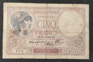 france billet de france 5 francs violet du 26/10/1939 y.65212 ref f.04/12