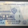 malawi billet de 200 kwacha de 2022 pick65ag neuf unc