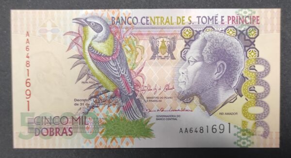 sao tomé et principe magnifique billet de 5 000 dobras de 2013 pick 65d neuf unc