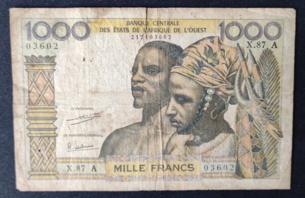 cote d'ivoire afrique de l'ouest billet de 1000 francs non daté