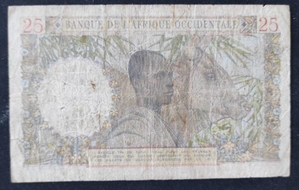 banque de l'afrique occidentale billet de 25 francs du 17/08/1943 pick 38