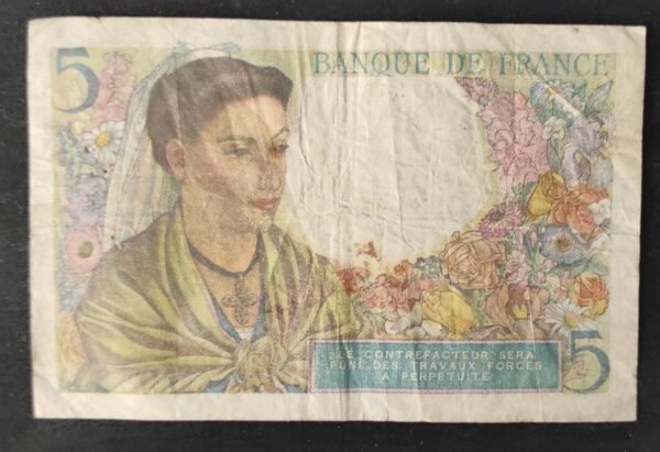 france billets de 5 francs berger du 22/07/1943 c.40 ref : f.05/02 (copie)