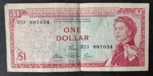 caraïbes de l’est east caribean billet de 1 dollar 1965 pick 13 reine elisabeth (copie)