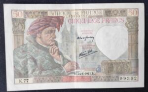 france billet de 50 francs jacques cœur du 24/04/1941 t.74 ref : f.19/09 (copie)