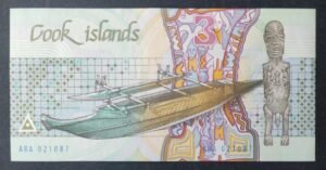 pacifique sud iles cook billets de 3 dollars 1987 pick 3 neuf ( unc )