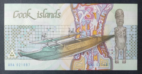 pacifique sud iles cook billets de 3 dollars 1987 pick 3 neuf ( unc )