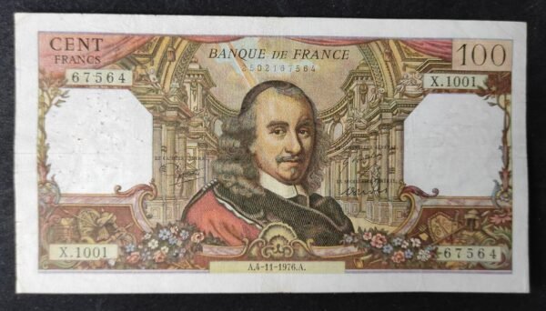 france billet de 100 francs corneille du 04/11/1976 x.1001 ref f.65/55