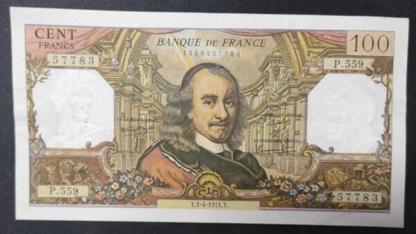 france billet de 100 francs corneille du 01/04/1971 p.559 ref f.65/35