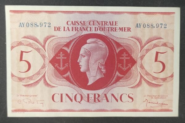 rare billet de 5 francs caisse centrale de la france d'outre mer pr neuf ! (copie)