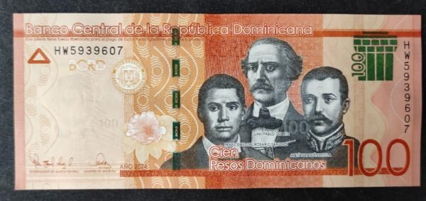 république dominicaine billet de 100 pesos 2024 pick 190 neuf ( unc )